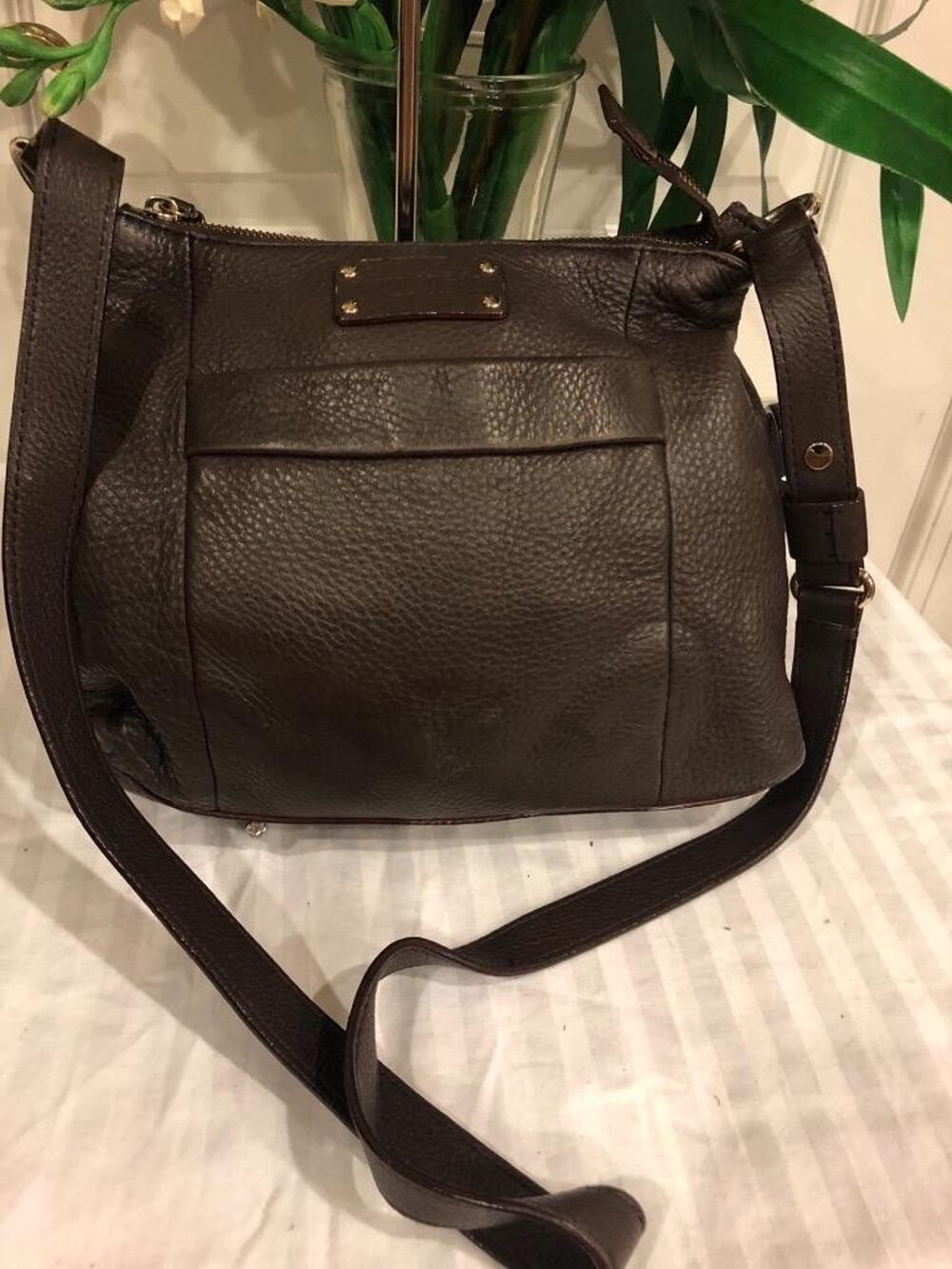 Kate Spade BROWN LEATHER MESSENGER BAG PURSE (p2000)
